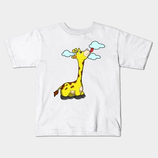 Giraffe with Clouds Kids T-Shirt